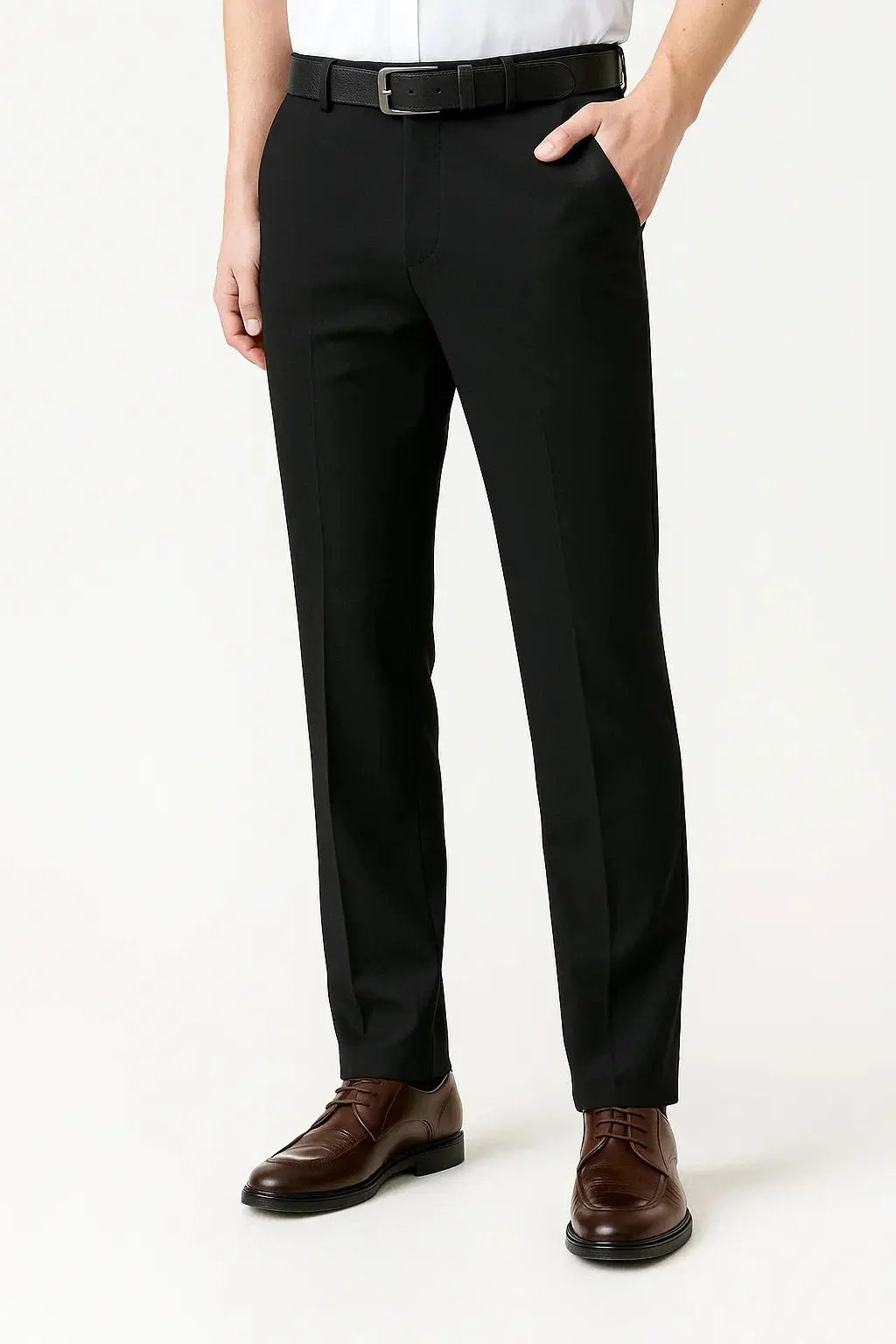 Men's ExecFlex Stretch Dress Pants in black, offering comfort & versatile smart casual style for any occasion.