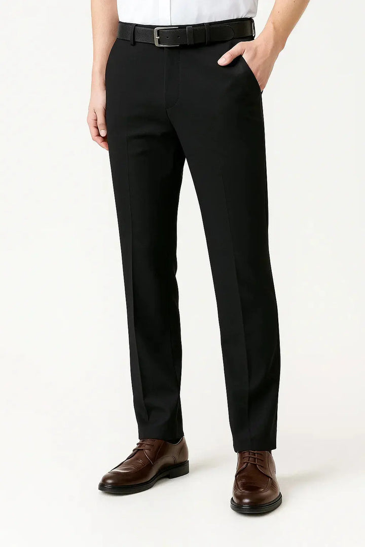 Men's ExecFlex Stretch Dress Pants in black, offering comfort & versatile smart casual style for any occasion.