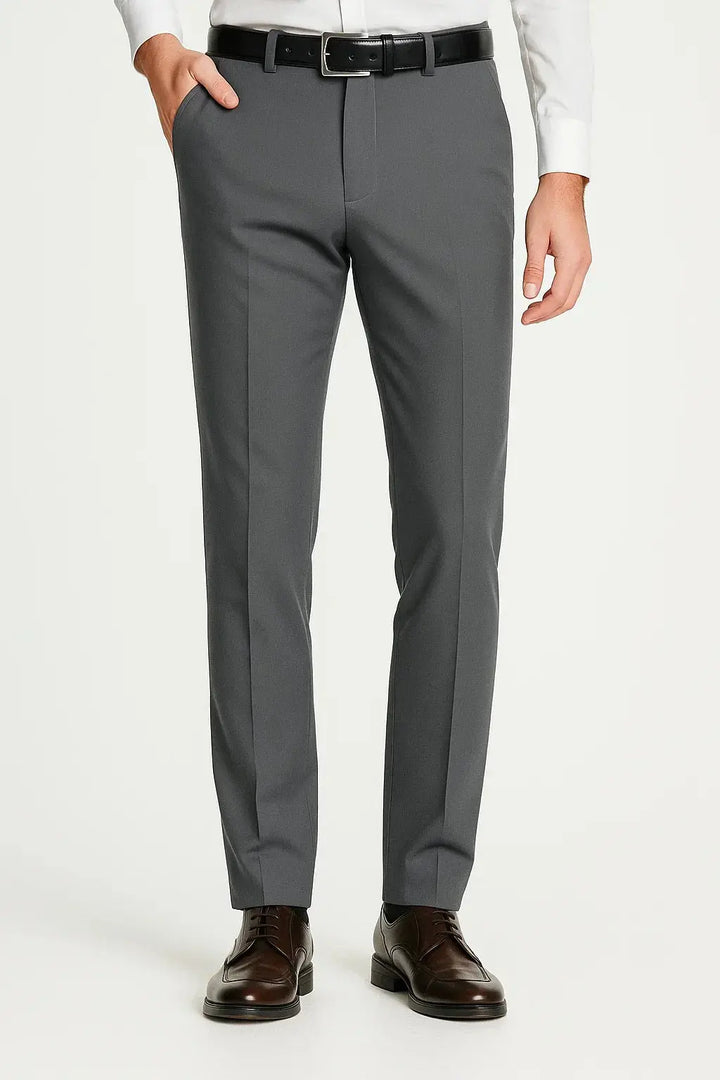 Comfortable gray ExecFlex stretch men's dress pants, perfect for work or everyday wear, featuring a flexible fit.