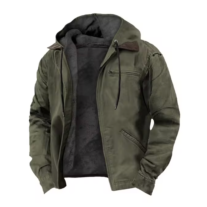 Stylish men's autumn hooded jacket offering comfort for fall fashion & casual outerwear.