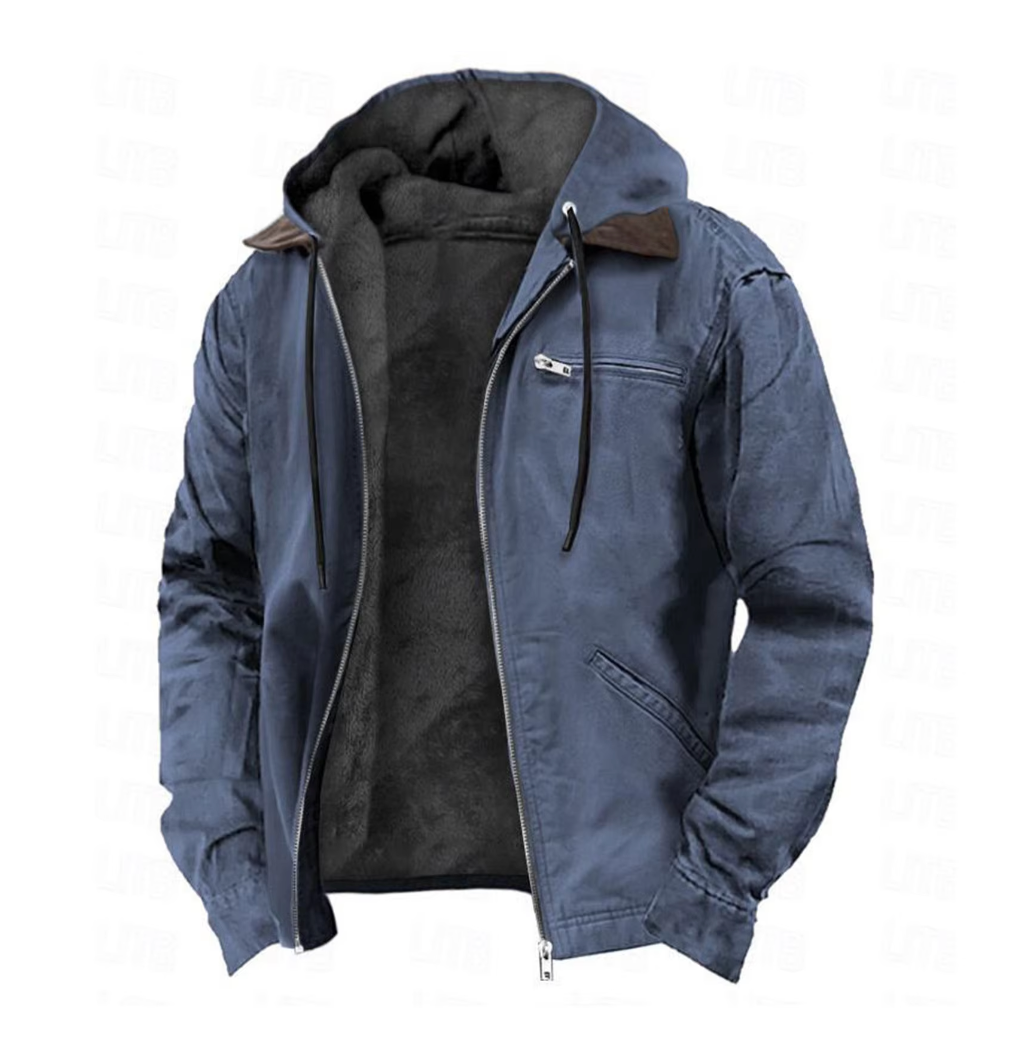 Utility men's autumn hooded jacket, ideal for seasonal fall fashion & everyday comfort.