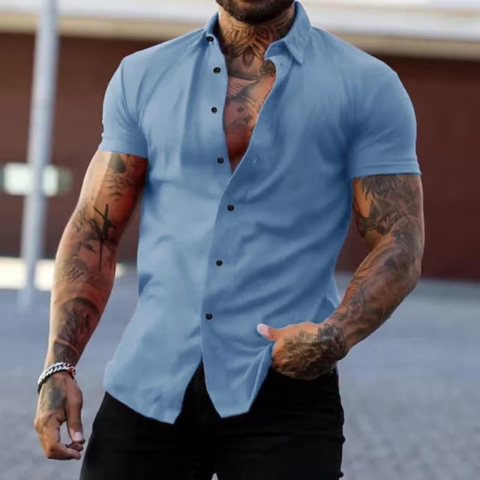 Versatile men's short sleeve shirt, fitted & modern, great for smart casual or summer everyday wear.