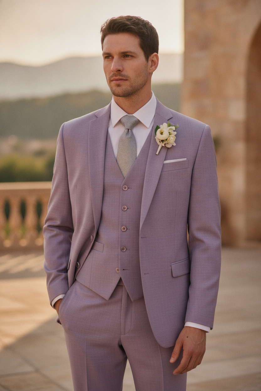 Men's formal 3-piece single-breasted suit. Perfect for weddings, business, and special occasions.