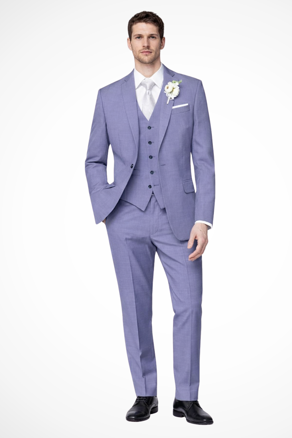 Versatile men's elegant 3-piece single-breasted suit. Suitable for weddings, parties, and formal events.
