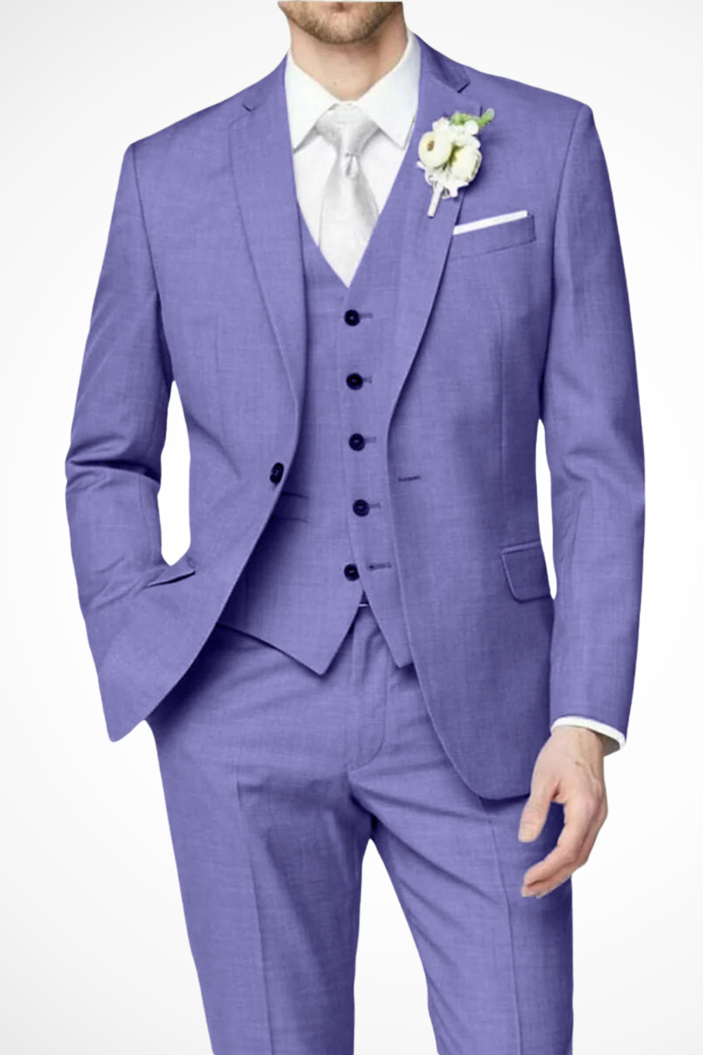 High-quality men's formal 3-piece single-breasted suit. Tailored for special occasions and elegant events.