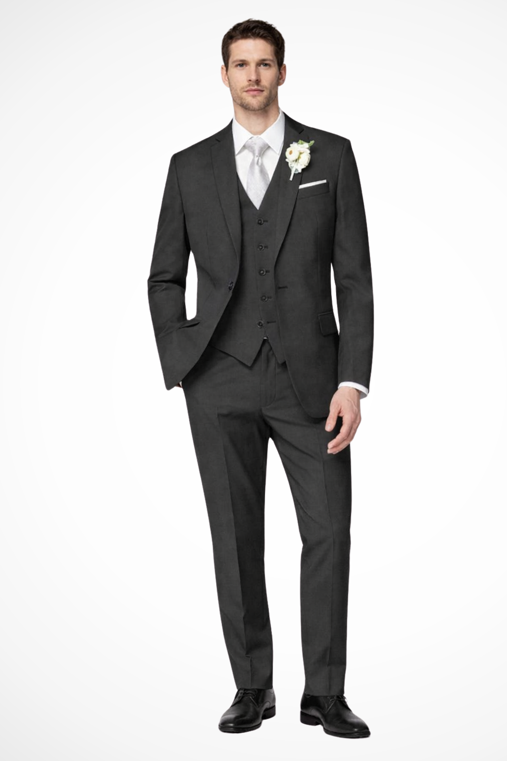 Classic men's formal three-piece suit. Single-breasted design for weddings, parties, and business wear.