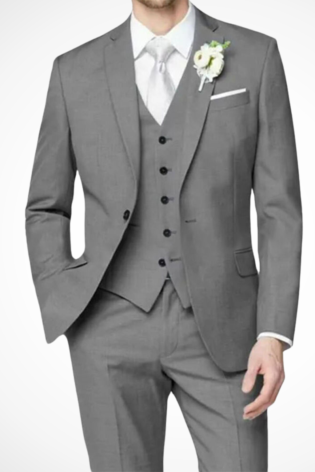 Professional men's single-breasted 3-piece business suit. Ideal for formal meetings, events & office wear.