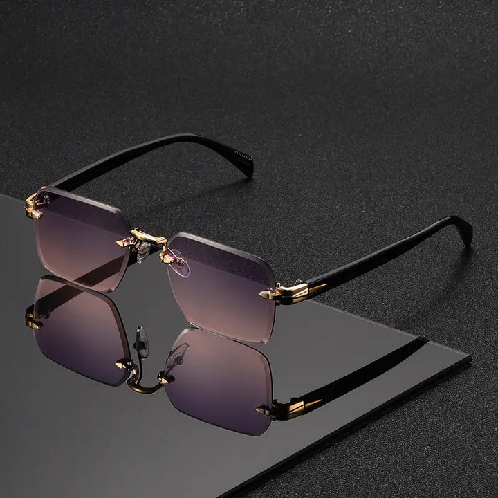 Stylish men's frameless square sunglasses, perfect street style accessory with UV protection.