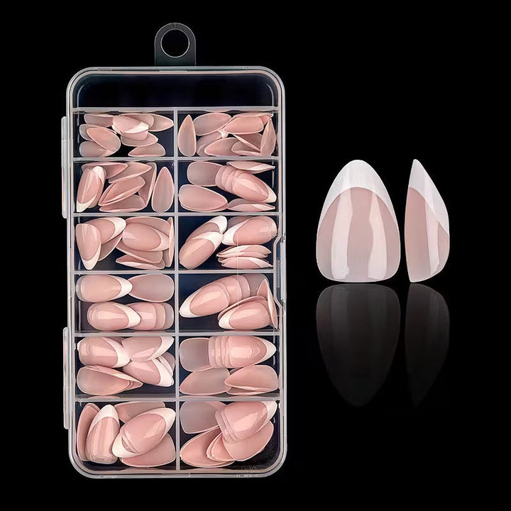 Men's French Tip Press-On Nail Kit for easy DIY elegant manicure. Perfect false nails.