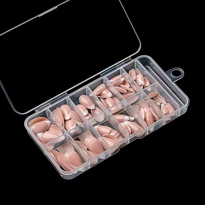 Elegant French tip press-on nails for men. Quick & stylish false nails for an easy manicure.