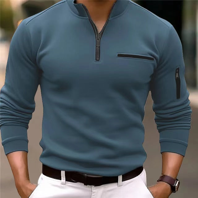 Men's casual full zip sweater with convenient pockets for an easy, comfortable look.