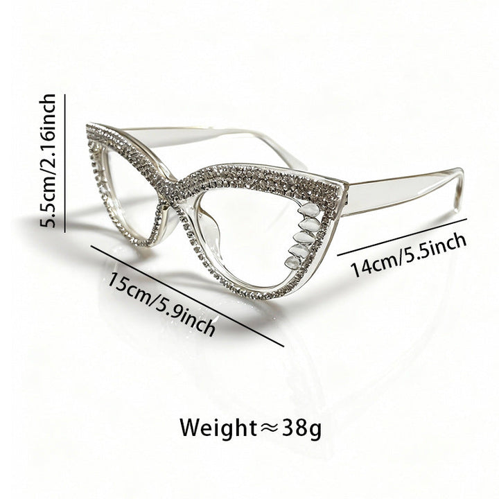 Dazzling men's cat-eye sunglasses with sparkling rhinestones; offers stylish UV protection & a glamorous look.