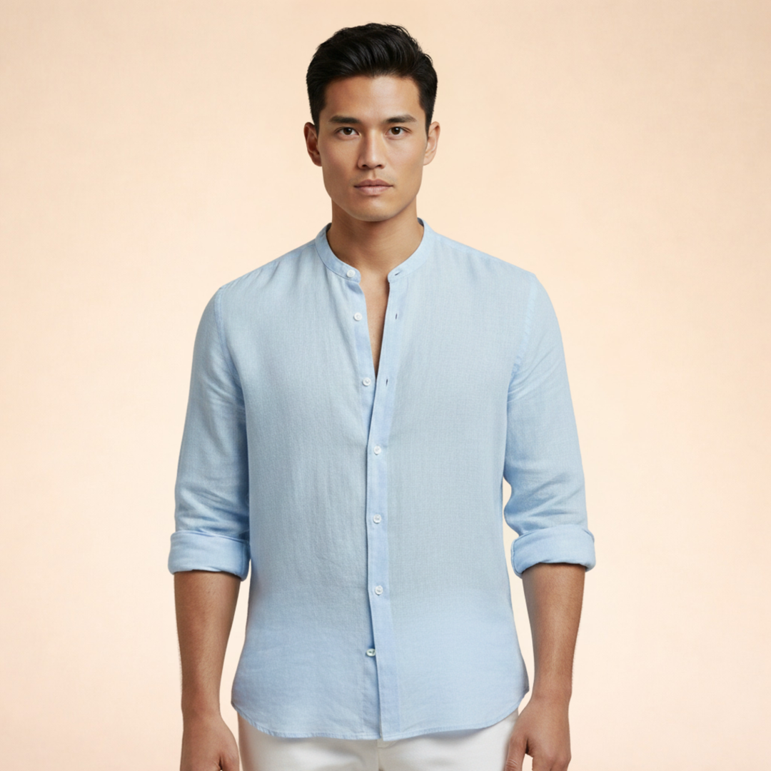 Versatile men's summer shirt, tailored for comfort. Smart-casual button-down with a grand collar.