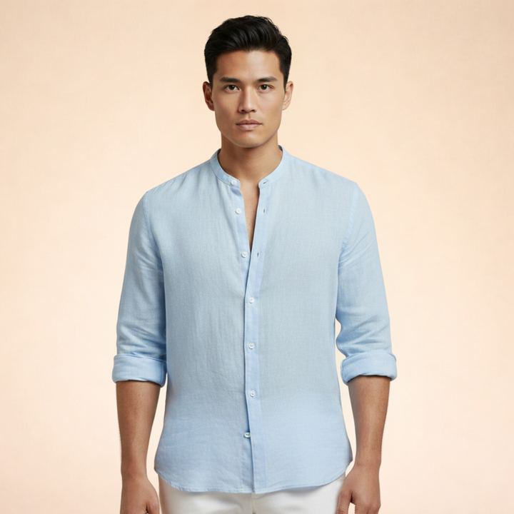Versatile men's summer shirt, tailored for comfort. Smart-casual button-down with a grand collar.