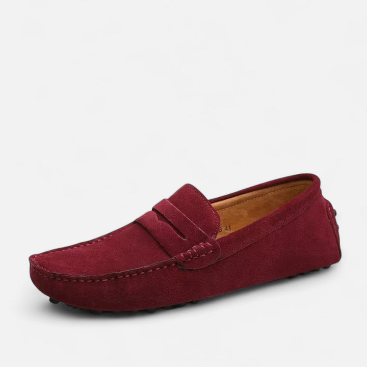 Men's handmade leather loafers, classic slip-on style, perfect for smart casual everyday wear.