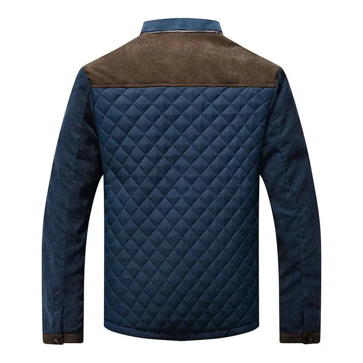 Stylish men's quilted Harrington jacket in Oxford fabric, featuring a stand collar for modern fall outerwear.