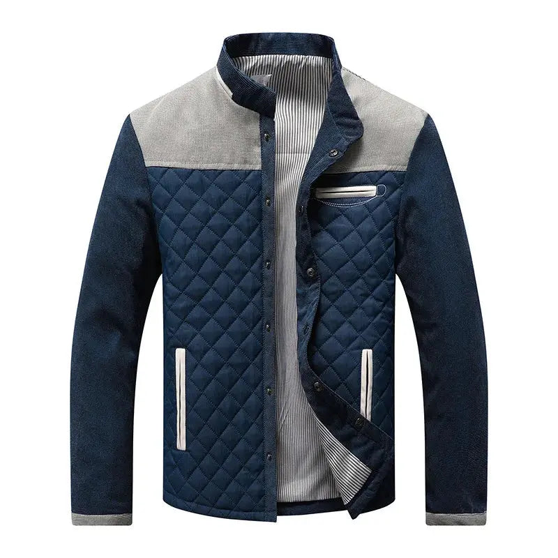 Versatile men's smart casual Harrington quilted jacket with stand collar, ideal outerwear for fall fashion.