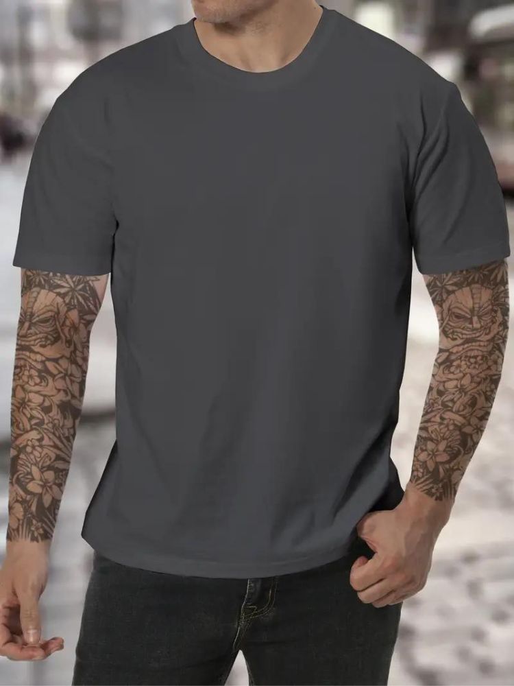 Clean look men's high neck long sleeve t-shirt, an ideal layering piece for comfortable style.