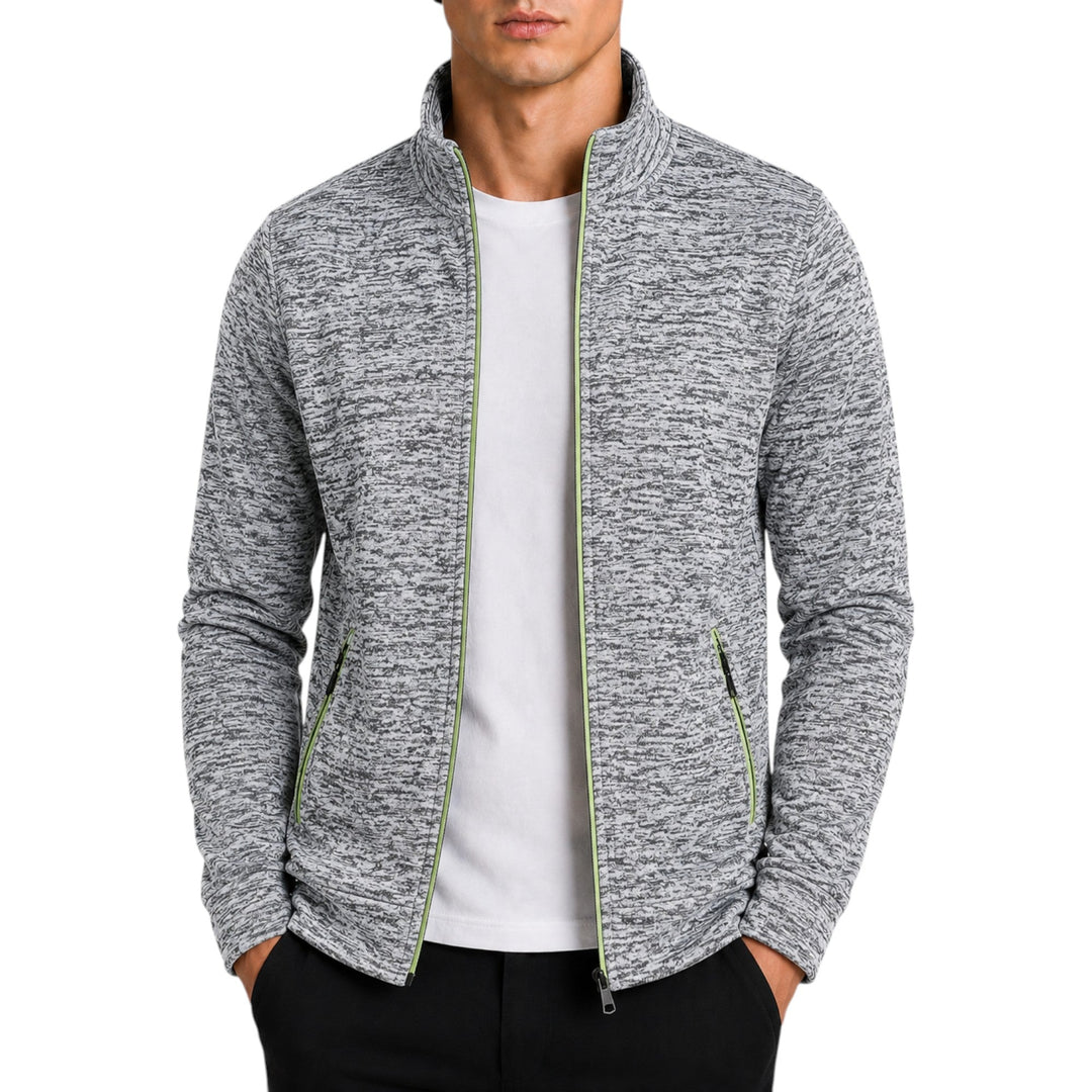 Long sleeve men's sweater, high neck, relaxed fit, ideal for comfort and style.