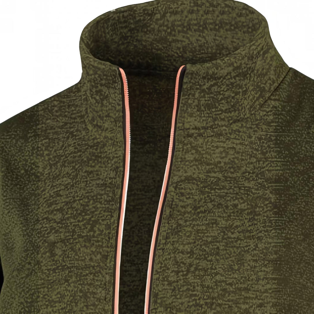 Smart casual men's high neck sweater, relaxed fit, stylish autumn fashion.