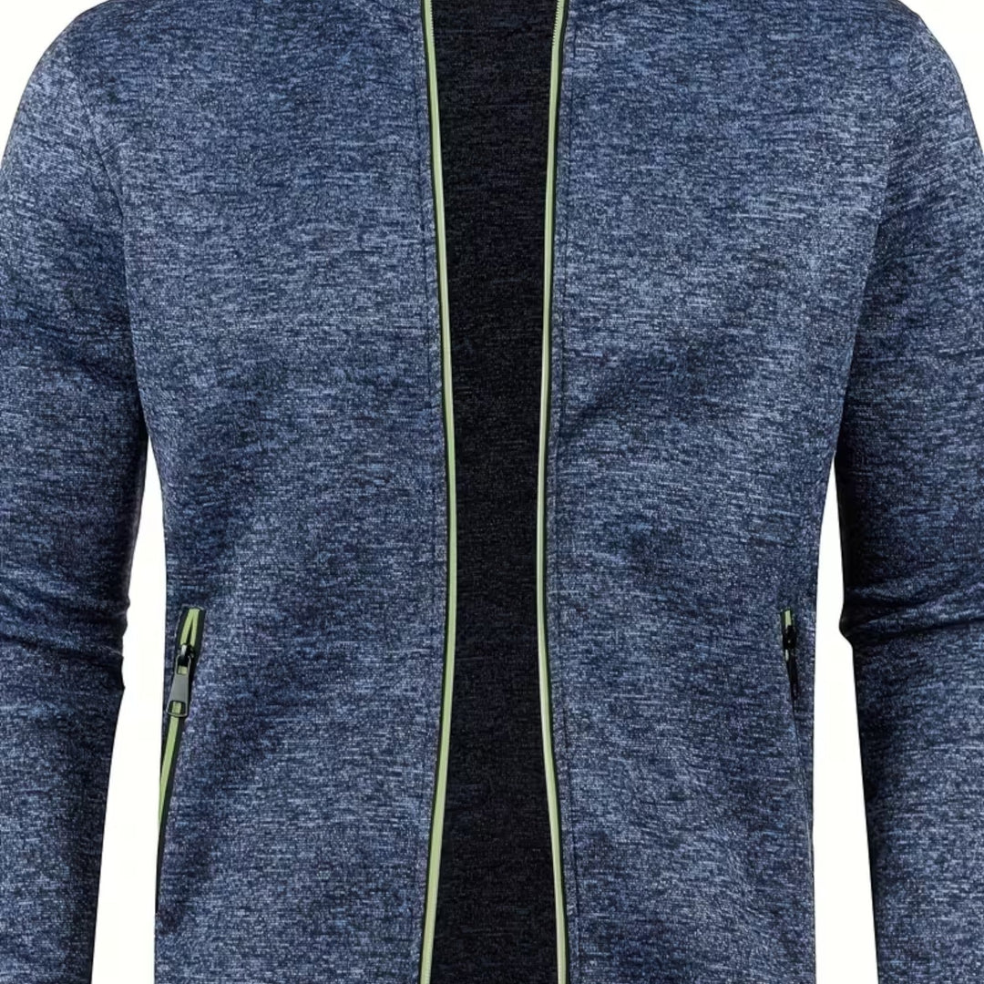 Relaxed fit men's pullover, high neck, offering warmth and classic style.