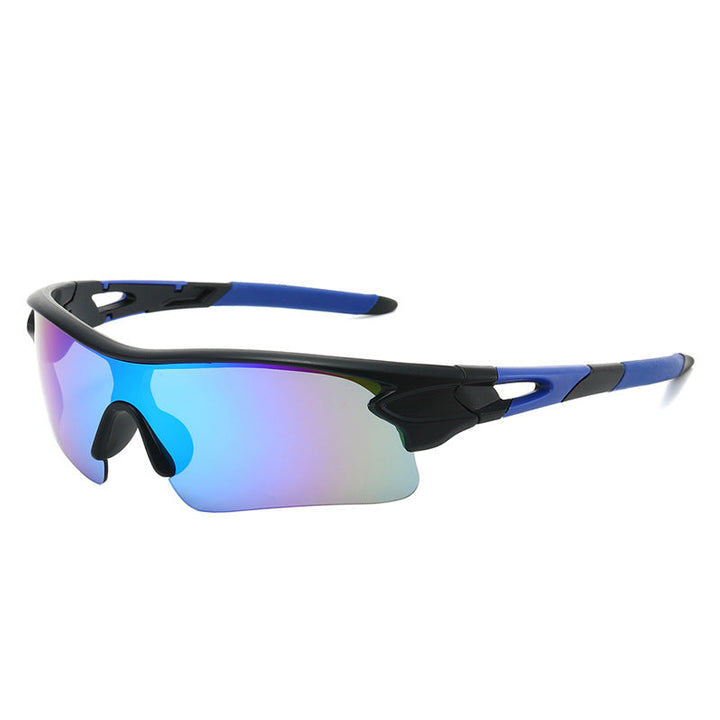Close-up of men's performance eyewear, highlighting polarized lenses and UV protection for athletes.
