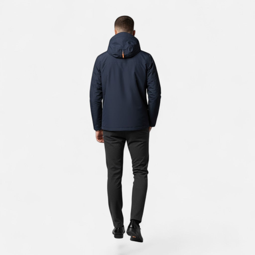 Stylish men's loose-fit hooded jacket, perfect for casual everyday style and all-day comfort.