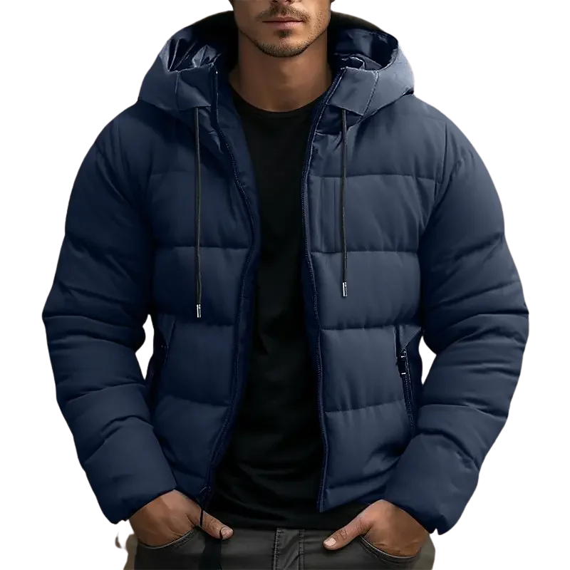 Men's hooded puffer jacket, perfect for ultimate winter warmth and style.
