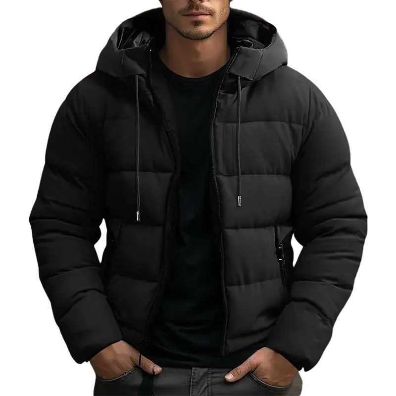 Stylish men's quilted puffer jacket, a fashionable winter outerwear essential.