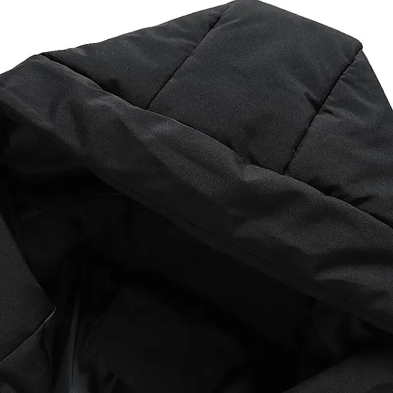 Trendy men's hooded puffer winter coat, a stylish choice for cold weather.