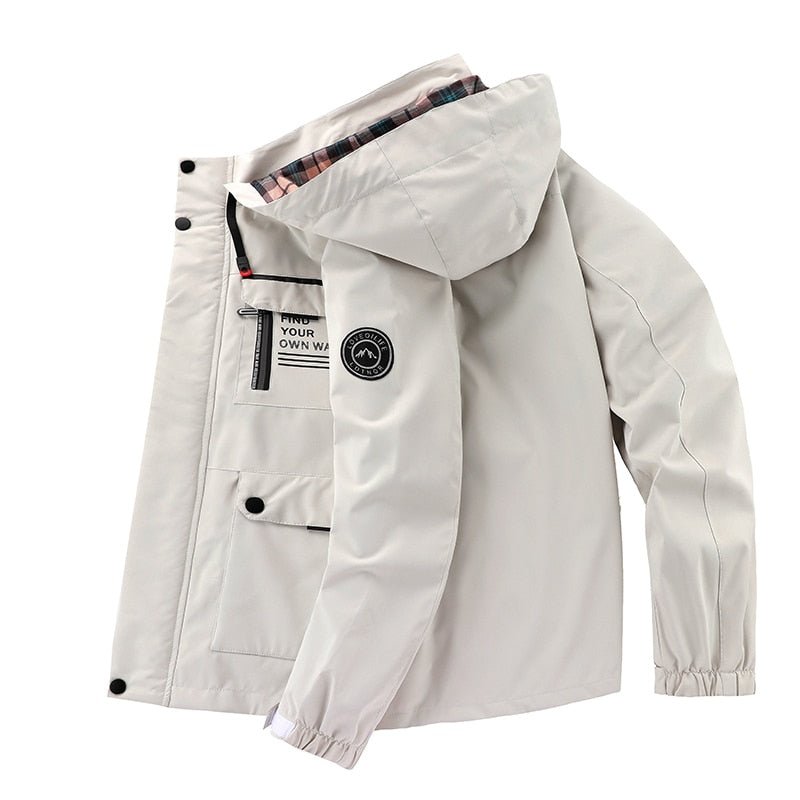 Durable men's utility winter jacket with hood & multi-pockets, perfect for casual wear & outdoor adventures.