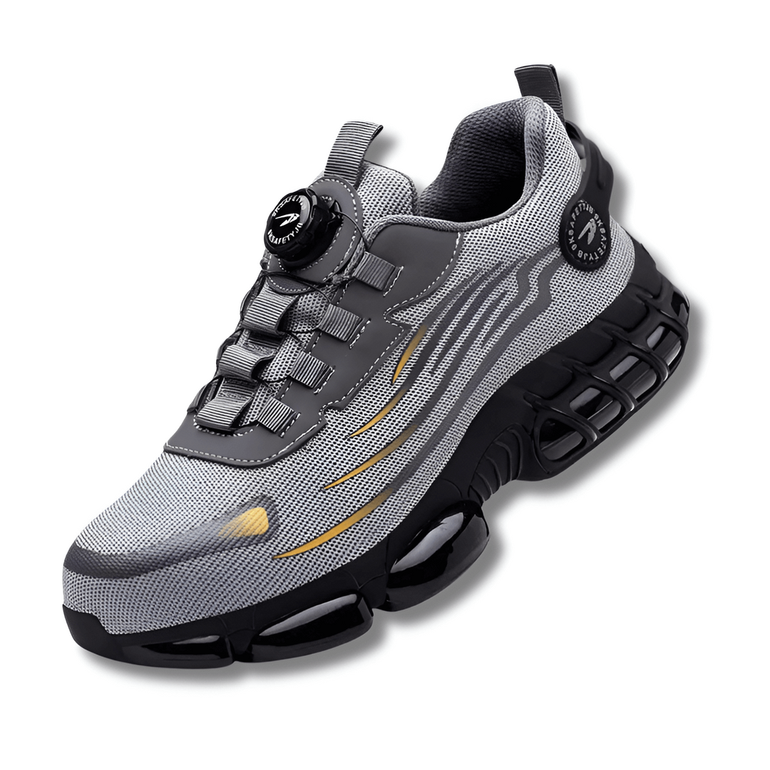 Comfortable men's athletic safety sneakers, steel toe, non-slip, perfect for long work shifts.