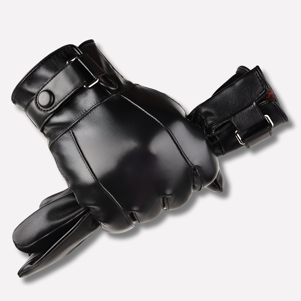 Men's insulated leather winter driving gloves, providing warmth & protection for cold weather.
