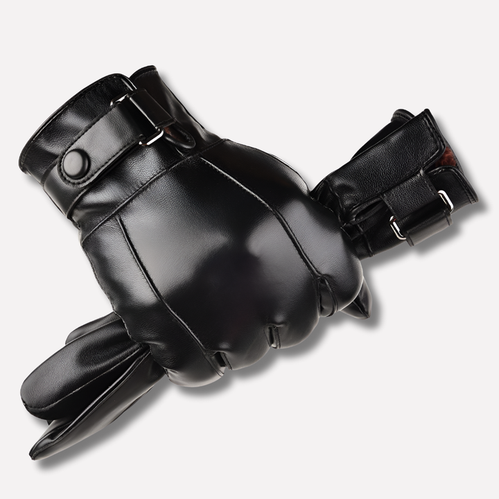 Men's insulated leather winter driving gloves, providing warmth & protection for cold weather.
