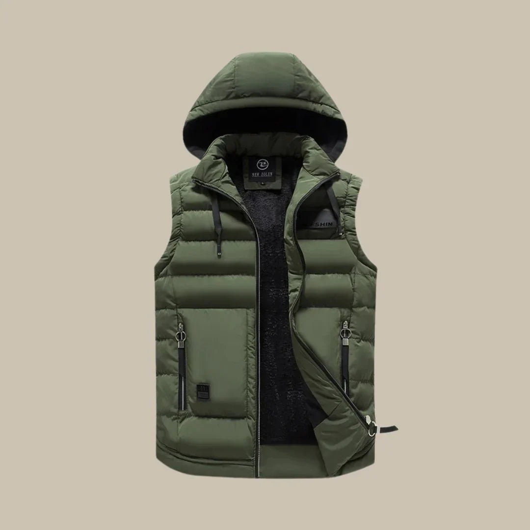 Durable men's winter vest. Padded insulated bodywarmer offers warmth and comfort for outdoor and casual wear.
