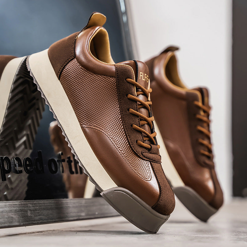 Men's Italian style brown leather sneakers. Stylish, versatile casual shoes for everyday wear & smart casual looks.