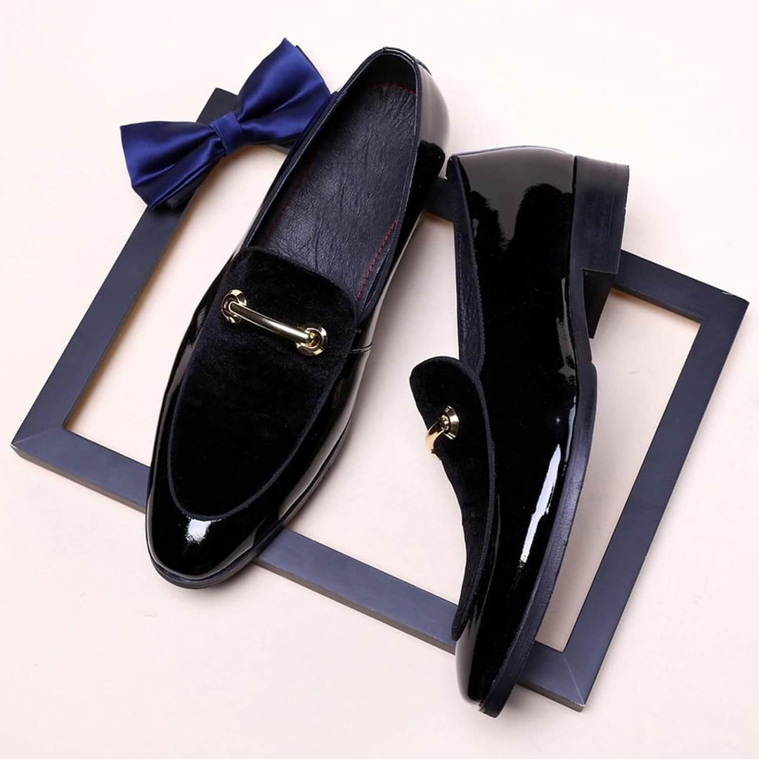 Men's Italian style dress loafers in a stylish box, ready for special occasions & sophisticated events.