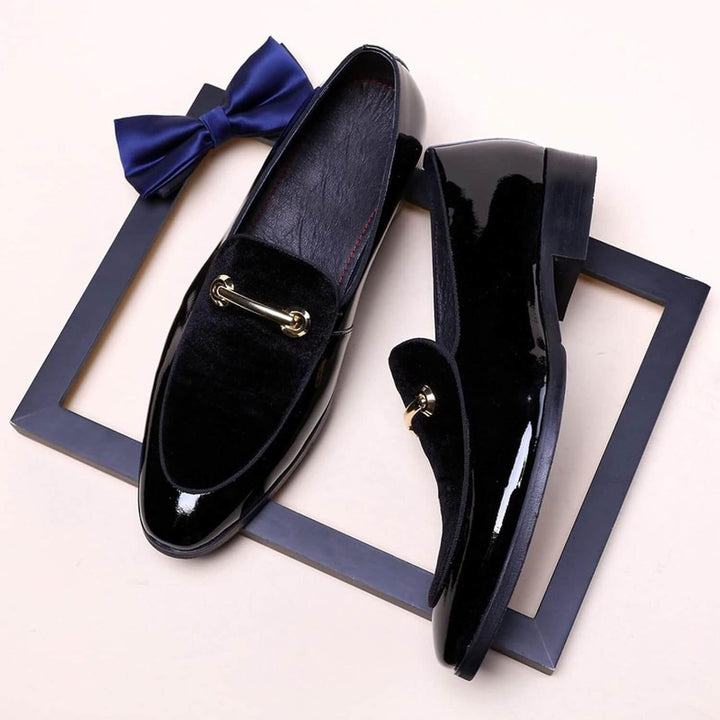 Men's Italian style dress loafers in a stylish box, ready for special occasions & sophisticated events.