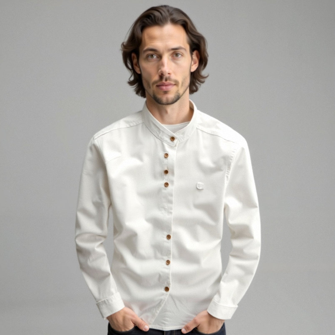 Modern fit men's casual shirt, blending Japanese cultural fashion with a sleek streetwear aesthetic.