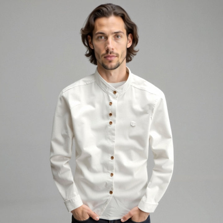 Modern fit men's casual shirt, blending Japanese cultural fashion with a sleek streetwear aesthetic.