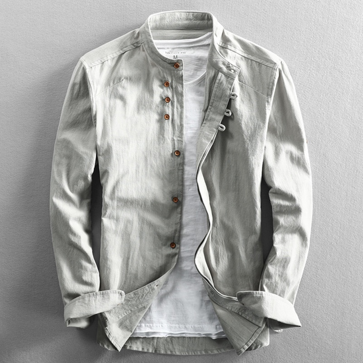 Men's button-up shirt in modern fit, featuring unique Katana influence and Japanese style for casual outfits.