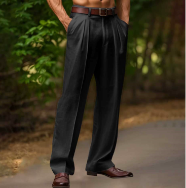Men's khaki summer comfort pants with a relaxed fit, ideal for warm weather and everyday casual style.