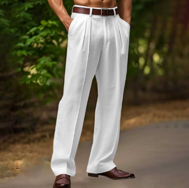 Stylish men's black lightweight summer pants, perfect for versatile comfort and a relaxed everyday fit.