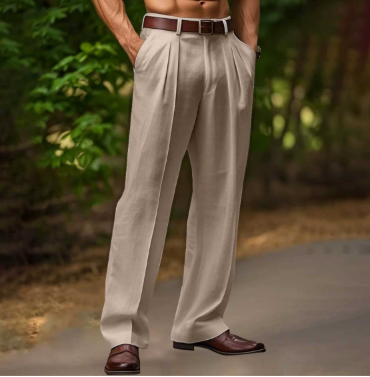 White men's comfort pants, featuring a relaxed fit for warm weather, casual wear, and stylish summer days.