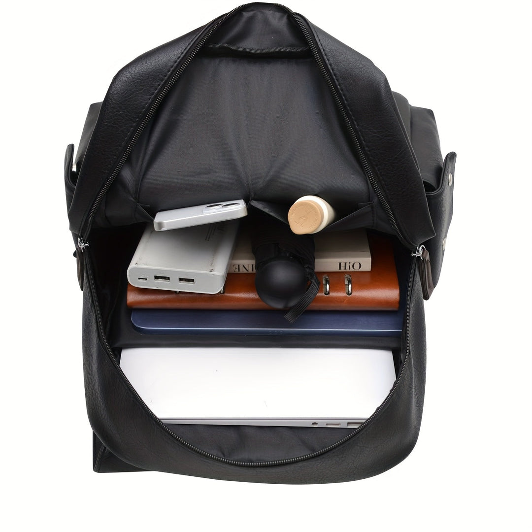 Sleek men's laptop bag and commuter backpack, large capacity for work, travel, and daily essentials.