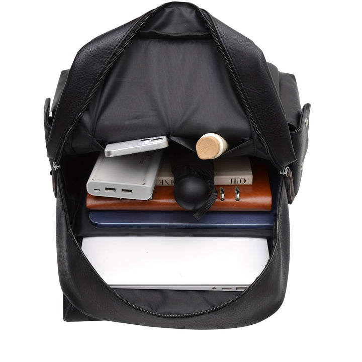 Sleek men's laptop bag and commuter backpack, large capacity for work, travel, and daily essentials.