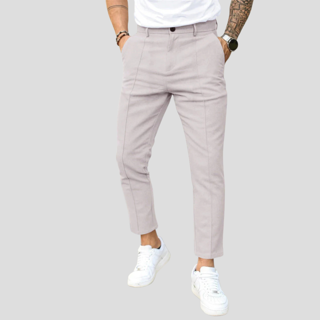 Men's casual leisure trousers, straight-leg design with elastic waist. Ultimate comfort for everyday & smart-casual looks.