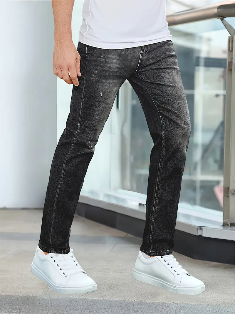 Men's light blue relaxed fit jeans for casual everyday wear. Comfortable, stylish denim pants for versatile fashion.