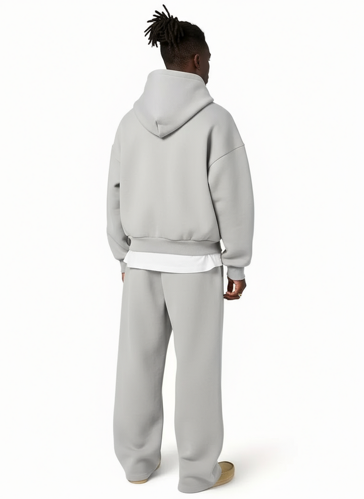 Comfortable men's oversized two-piece tracksuit, ideal loungewear or casual jogger set.