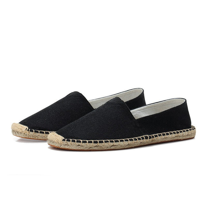 Khaki men's breathable slip-on espadrilles. Ideal summer loafers for easy wear and relaxed casual style.